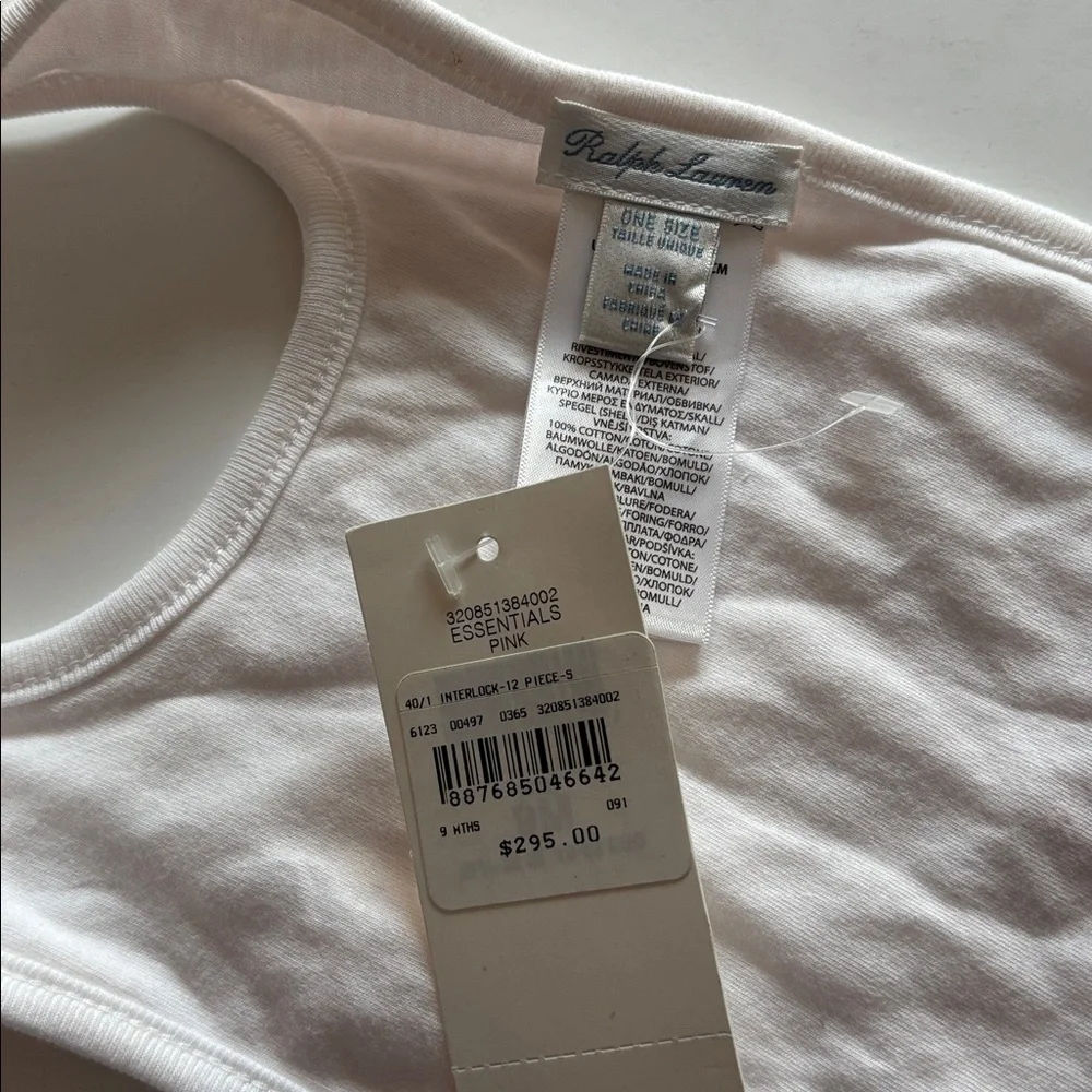 RALPH LAUREN Pony Cotton Interlock Bib Essentials Pink and White Striped BIB 2
